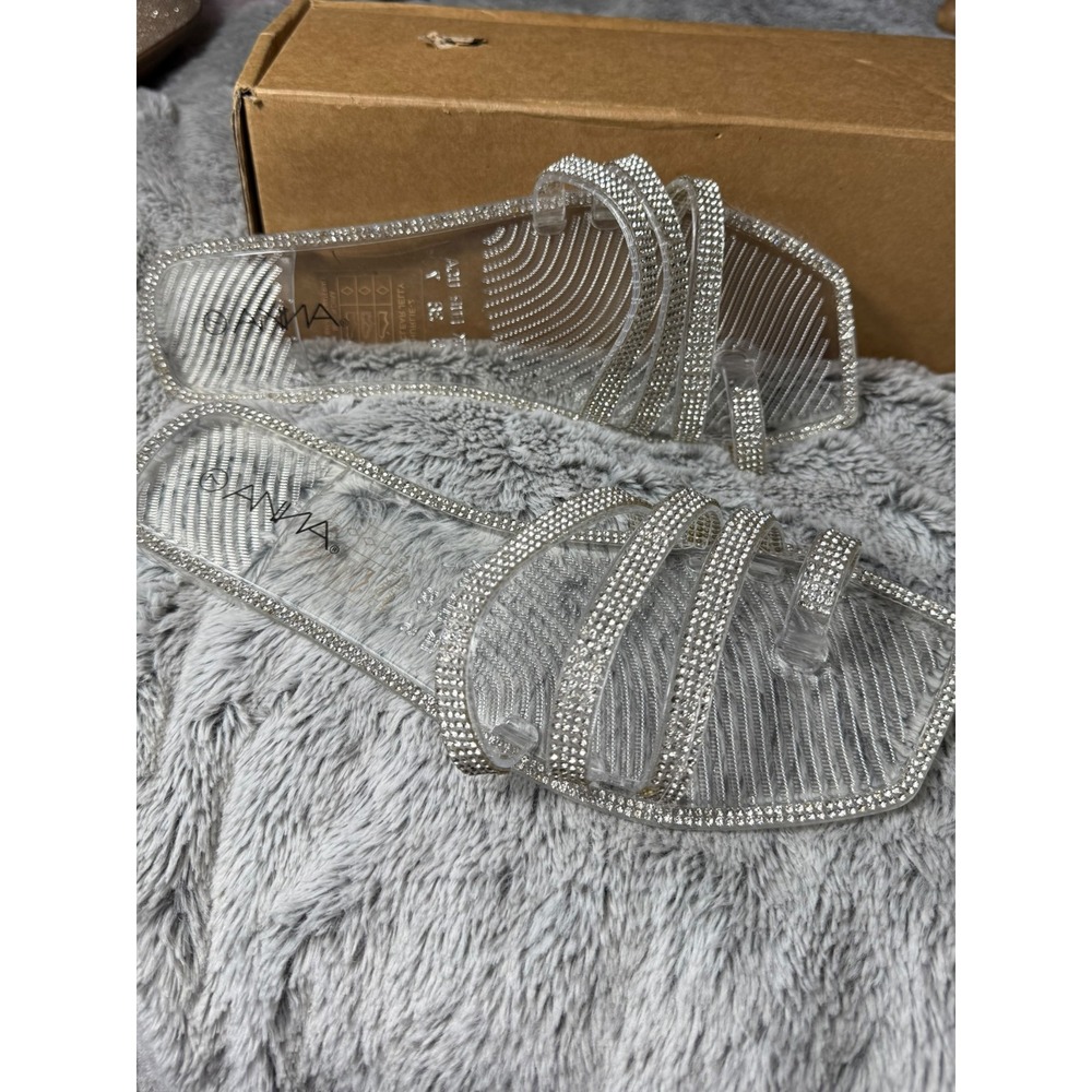 Anna Silver Rhinestone Slide Sandals - Picture 5 of 12